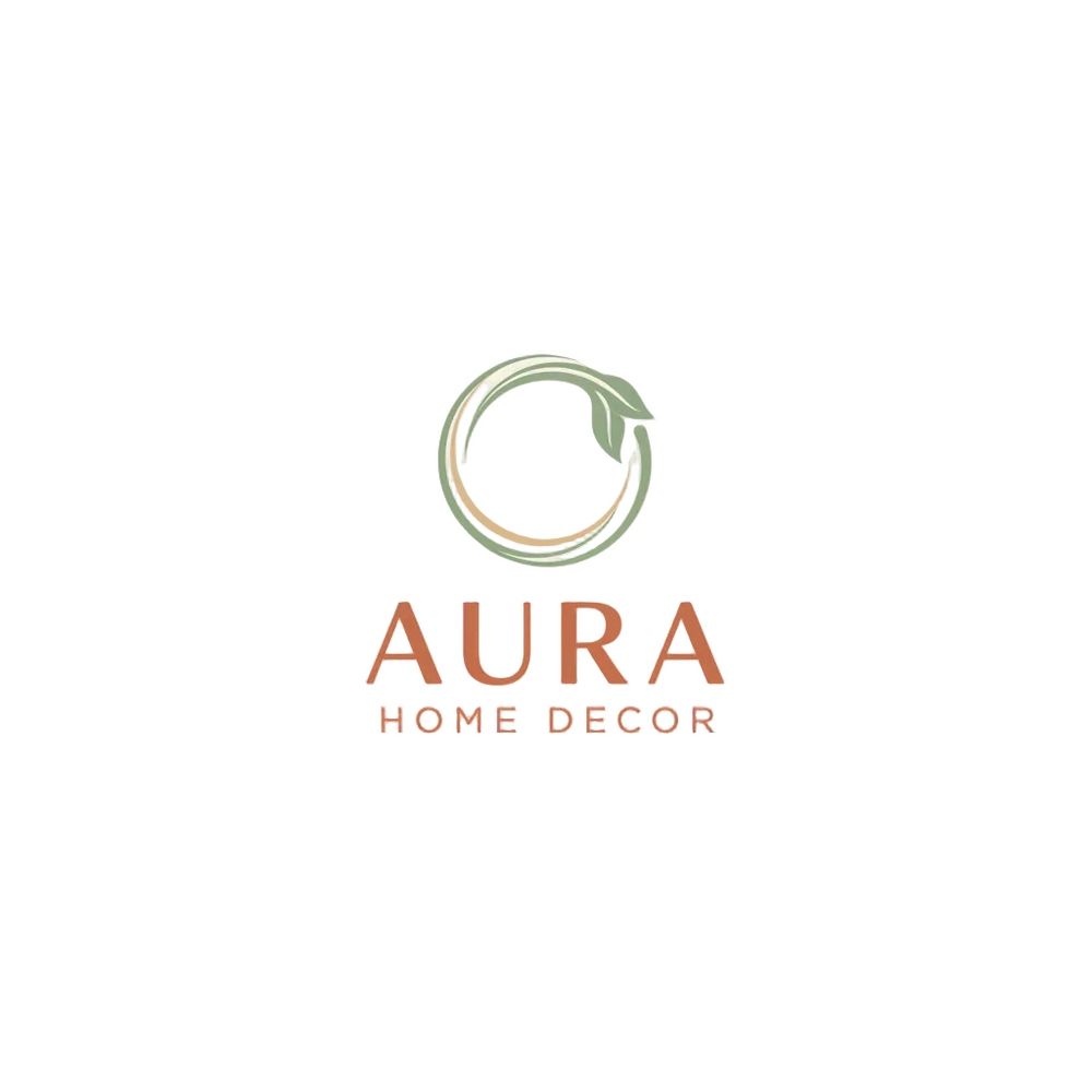 home decor logo using Aura Home Decor that represents a modern home decor brand with an ecofriendly and sustainable niche